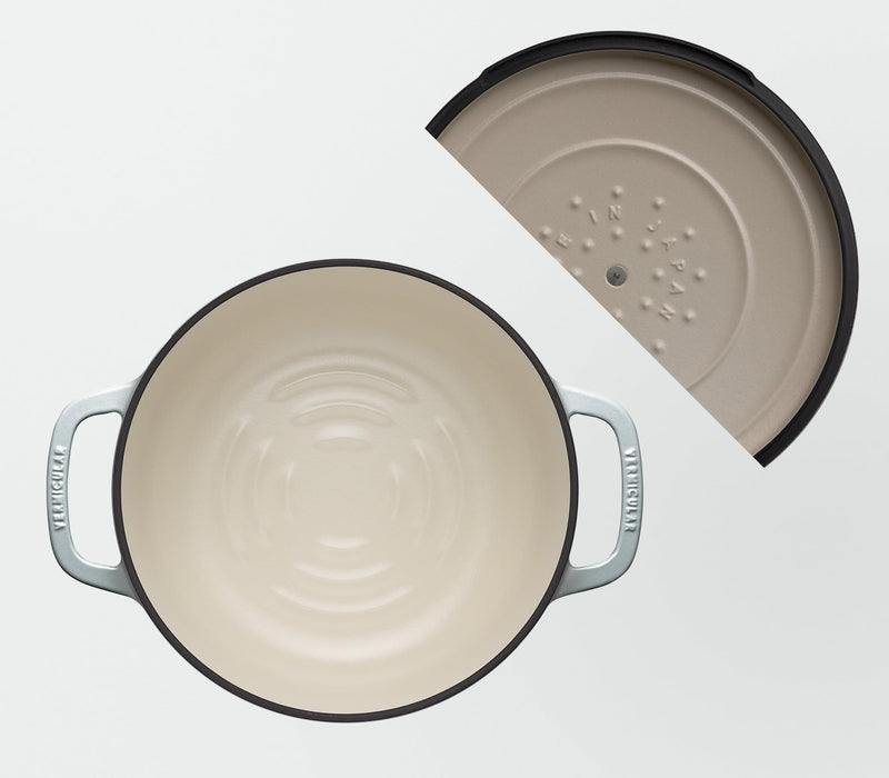 Vermicular 22Cm Cast Iron Enamel Pot Oyster Gray Waterless Cooking with Recipe Book