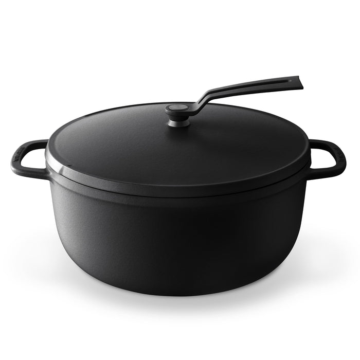 Vermicular 26Cm Cast Iron Enamel Pot Matte Black Waterless Cooking with Recipe Book