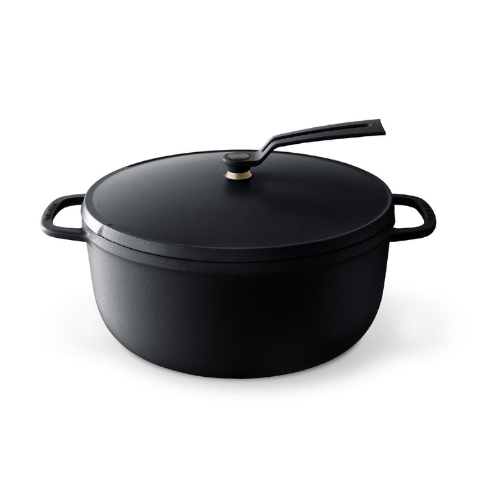 Vermicular 26cm Premium Cast Iron Enamel Pot Black with Recipe Book