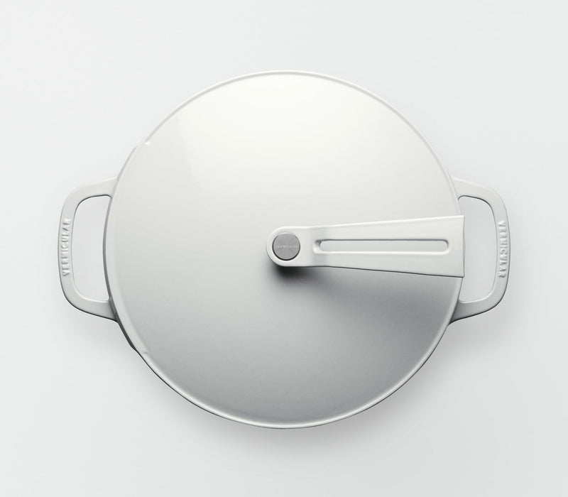 Vermicular 26cm Cast Iron Enamel Pot Sea Salt White with Recipe Book