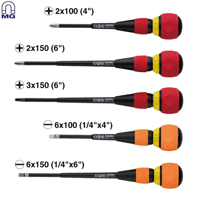 Vessel 5pc Set Ball Grip Ratchet Screwdriver in EVA Foam #1