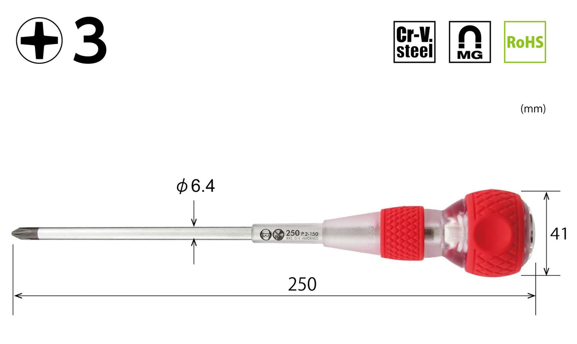 Vessel Brand Ball Grip Penetration Safety Driver with 3x150 250 Specifications