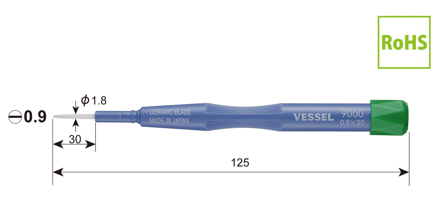 Vessel 品牌的 Vessel 陶瓷調整螺絲起子 0.9x30 尺寸 9000 系列