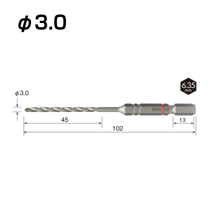 Vessel 3.0mm ACD-3.0 Cushioned Concrete Drill Bit for Precision Drilling