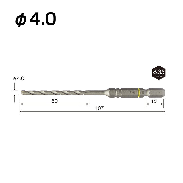 Vessel ACD-4.0 Cushioned Concrete Drill Bit 4.0mm Size