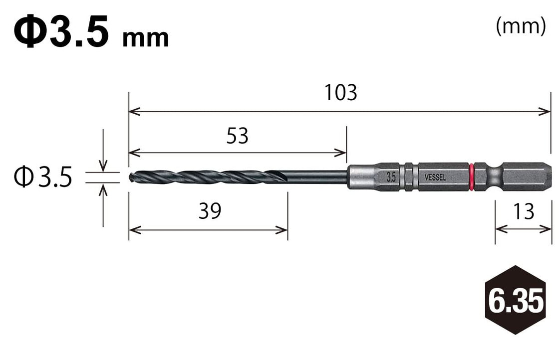 Vessel Cushion Drill Set for Ironwork - Amd6P-3.5 5+1 Pack 3.5mm Size