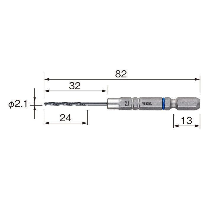 Vessel 2.1mm AMD-2.1 Cushion Drill Bit for Ironwork and Metalwork