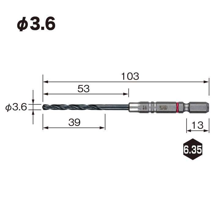 Vessel 3.6mm Cushion Drill Bit for Ironwork and Metalwork - AMD-3.6