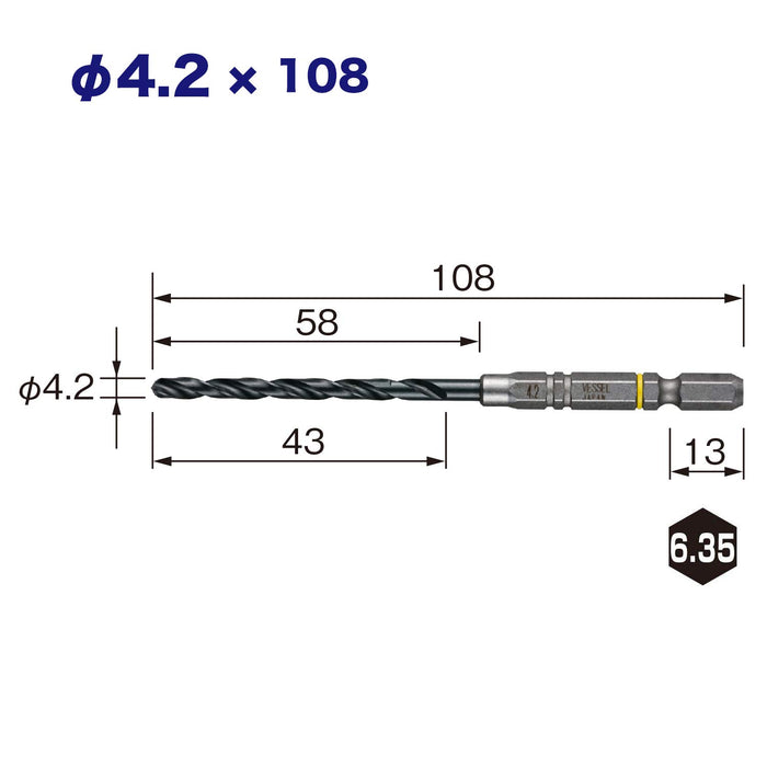 Vessel 3 Piece 4.2mm Cushion Drill Bit Set for Ironwork - AMD3S-4.2