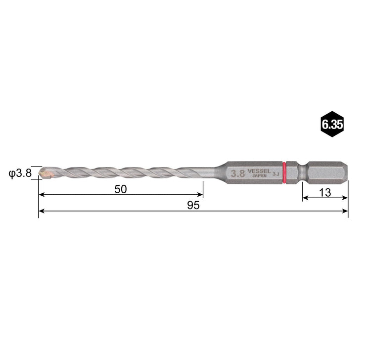 Vessel Cushion Drill Bit 3.8mm - Perfect for Porcelain Tiles 1 Piece CPD-3.8