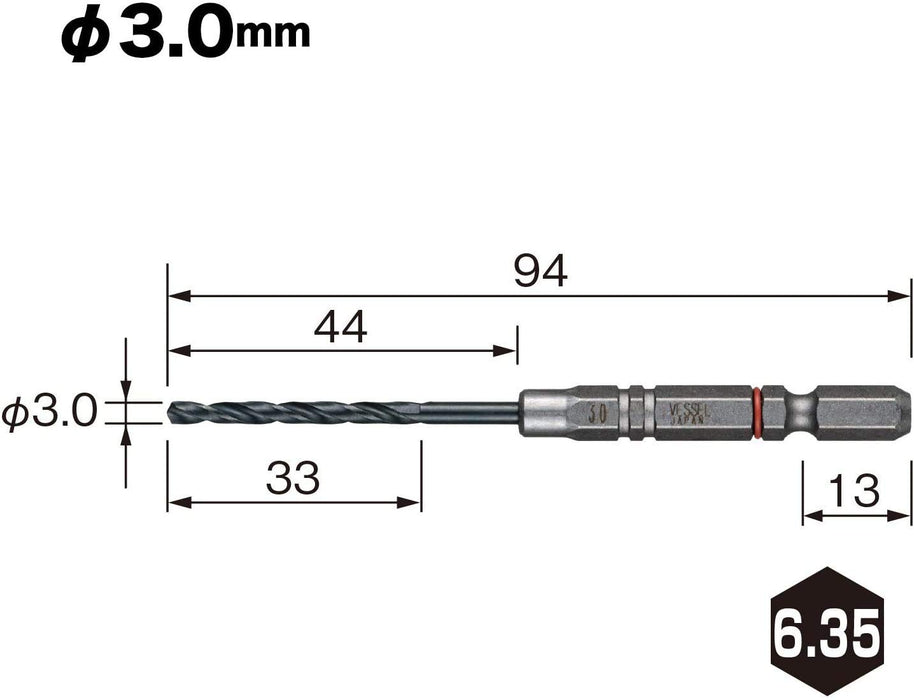 適用於金屬製品的容器墊鑽套件 6 件套鐵製品 3.0 毫米鑽頭套件 AMD6P-3.0