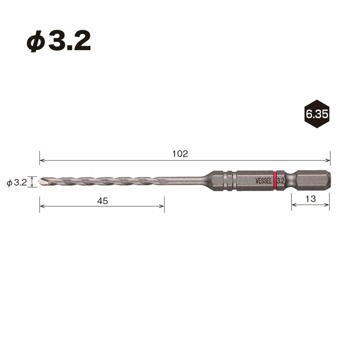 適用於磁磚的容器 3.2 毫米鑽頭 - APD-3.2 型號