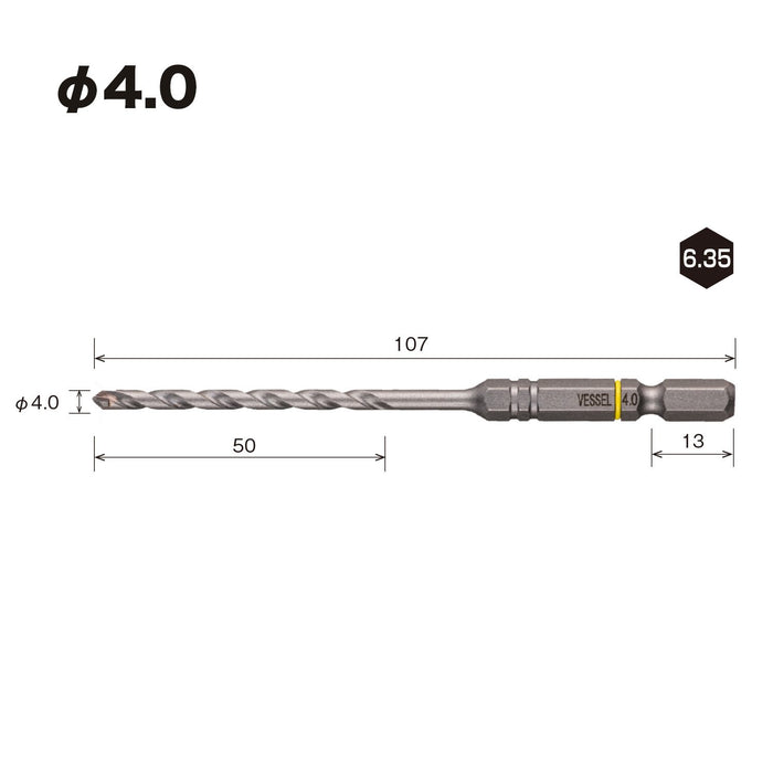 Vessel Drill Bit for Porcelain Tiles 4.0mm - Vessel APD-4.0