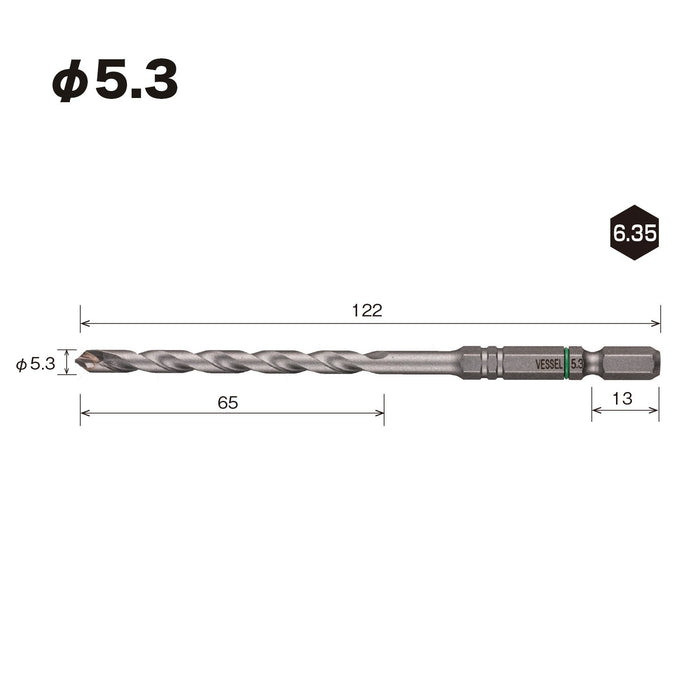 Vessel Drill Bit for Porcelain Tiles 5.3mm APD-5.3 Series