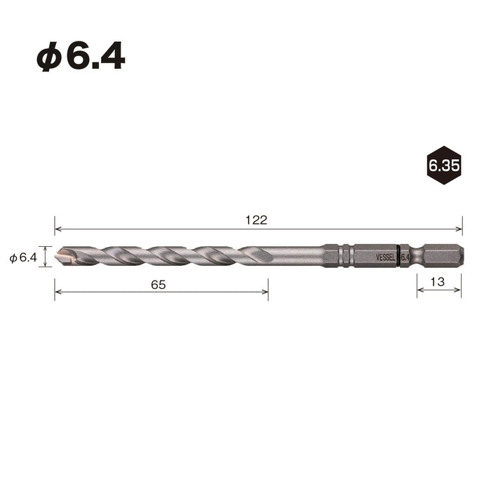 Vessel Porcelain Tile Drill Bit 6.4mm - APD-6.4 Series