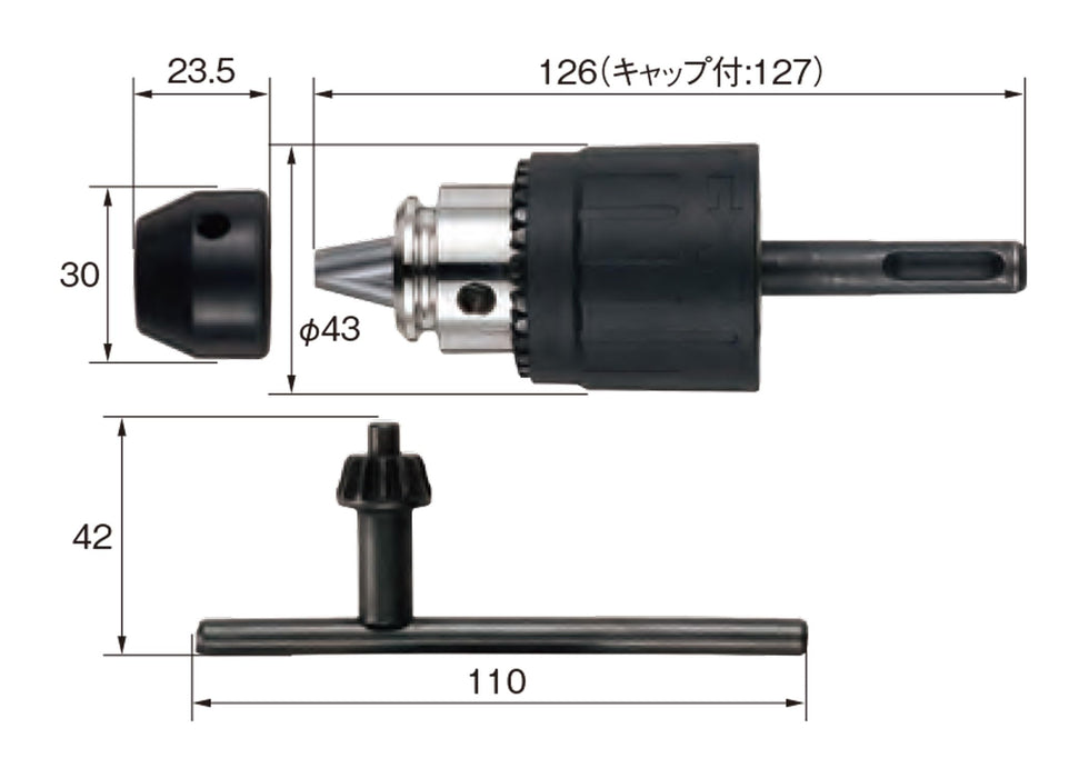 Vessel Keyless Drill Chuck SDS Plus Diameter 2.5-13mm Model BH-22H