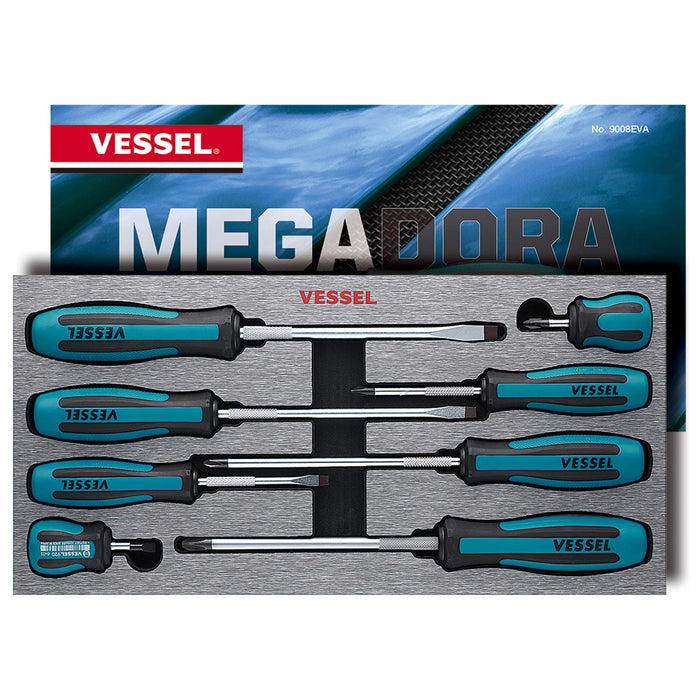 Vessel 8-Piece Megadora Screwdriver Set with Eva Foam 9008Eva