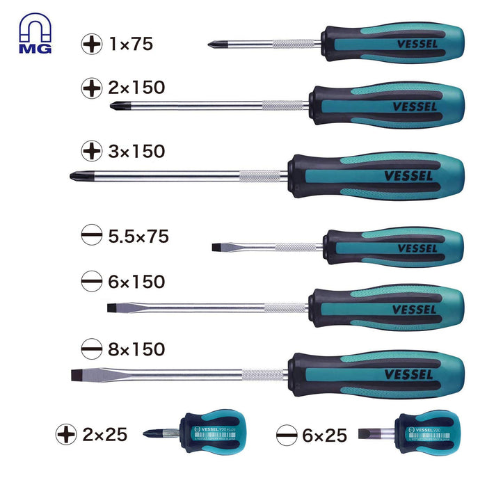 Vessel 8-Piece Megadora Screwdriver Set with Eva Foam 9008Eva