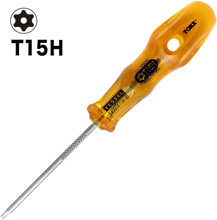 Vessel Power Grip T15Hx80 Torx 螺絲起子 - 防篡改 5400Tx 容器