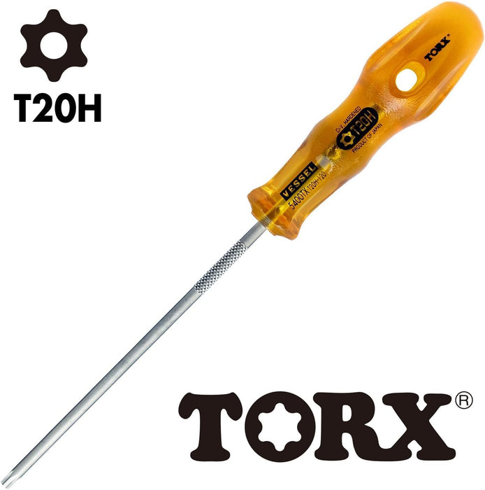 Vessel Tamper-Proof Torx T20H Power Grip Screwdriver 120mm - B-5400Tx Model