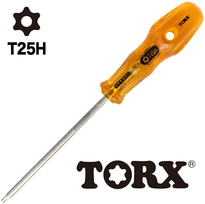 Vessel T25H Power Grip Torx Screwdriver Tamper-Proof 5400Tx - 120mm