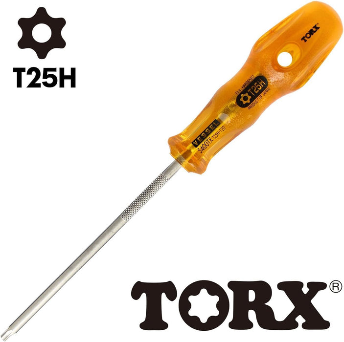 Vessel Power Grip T25H Torx Screwdriver Tamper-Proof 120 B-5400Tx Series