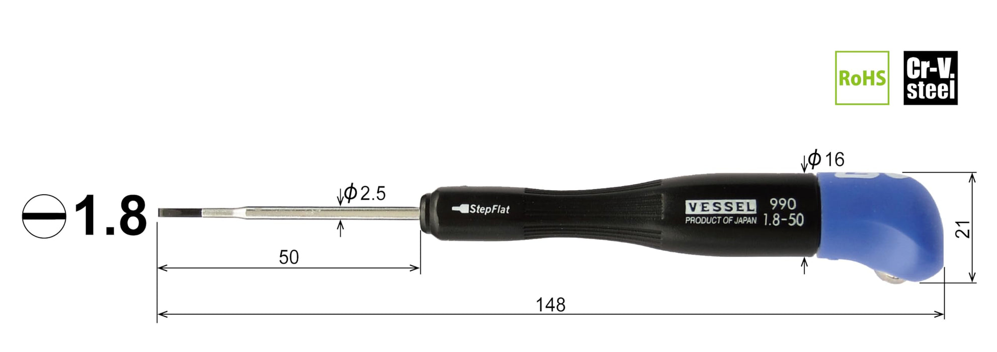 Vessel Precision Driver G Grip - Versatile 1.8x50 Tool by 990 Vessel