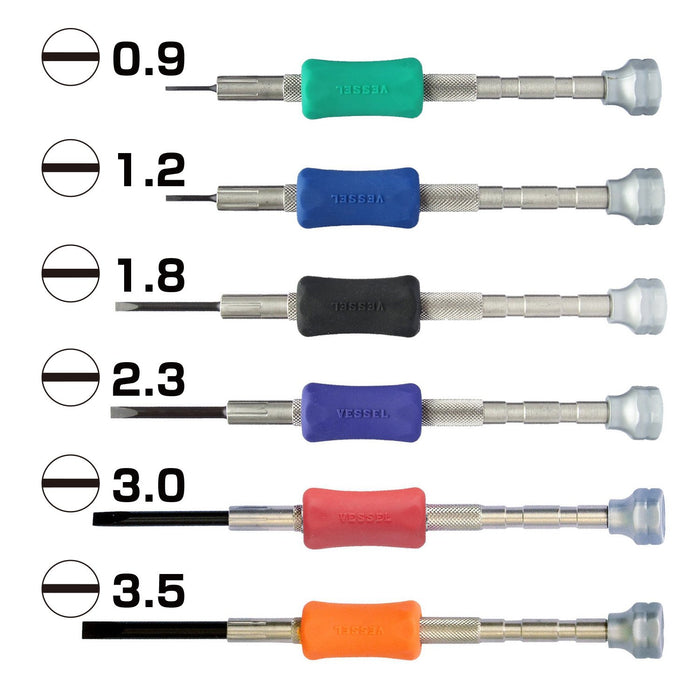 Vessel Precision Screwdriver Set TD-55 with 6 Different Sizes Included