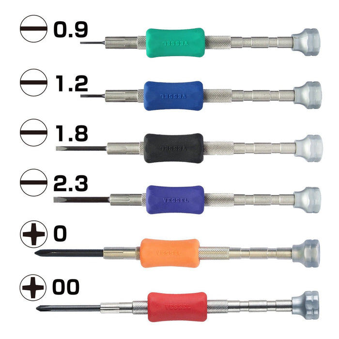 Vessel Precision Set of 6 Screwdrivers TD-56 Vessel Assorted Sizes