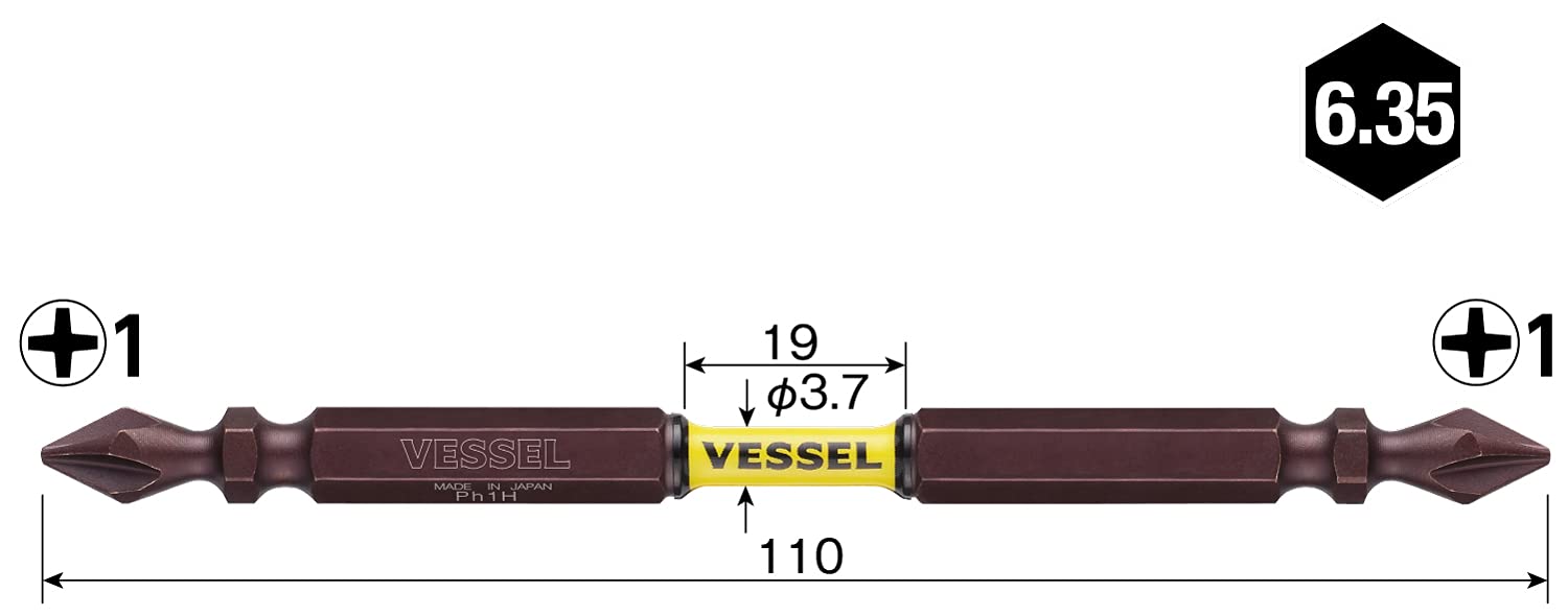 Vessel Sakisbo Torsion Bit Set Double Head +1 Φ3.7 X 110mm 2 pieces - SST141110