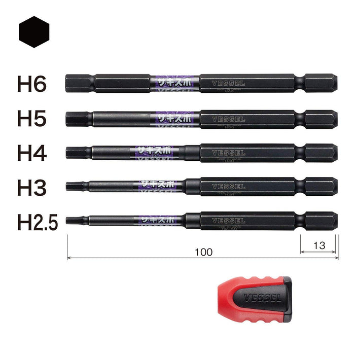 Vessel 5-Piece Stepped Bit Sakisbo Hex Set with BW-32 Screw Mag Catcher