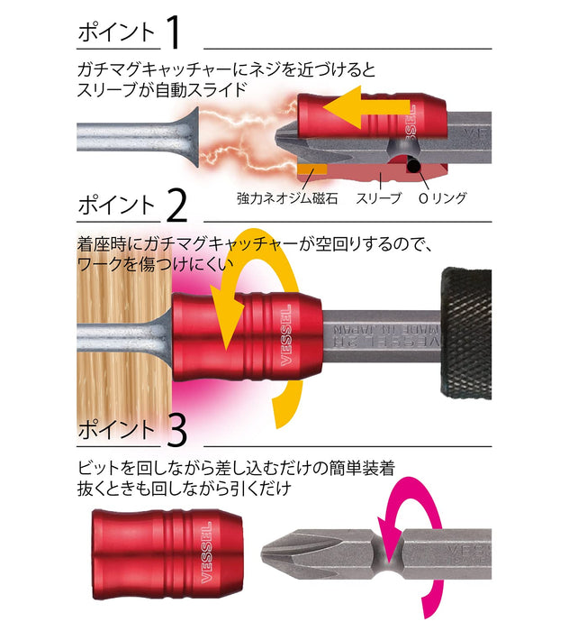 Vessel Red Screw Catch with 2 x 65mm Bit - SMBc142065 Vessel Model