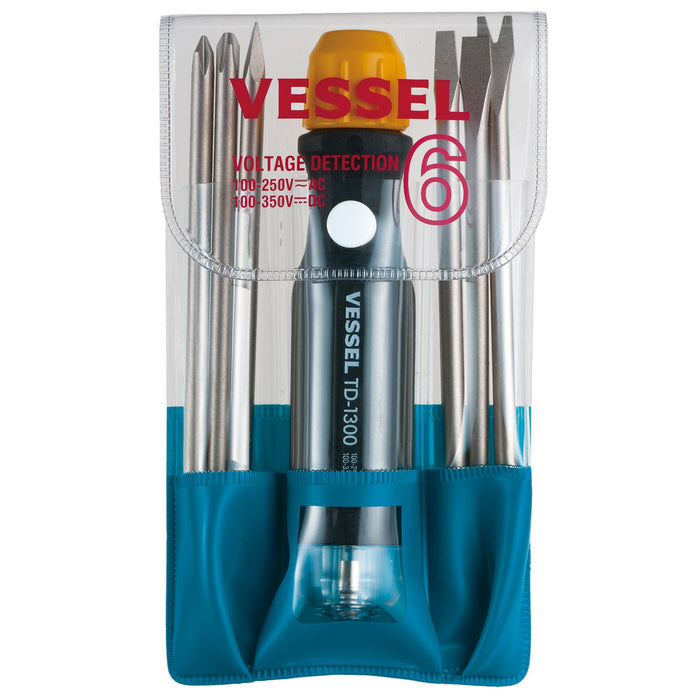 Vessel Set of 6 Voltage Detection Screwdrivers for Low Voltage - TD-1300L