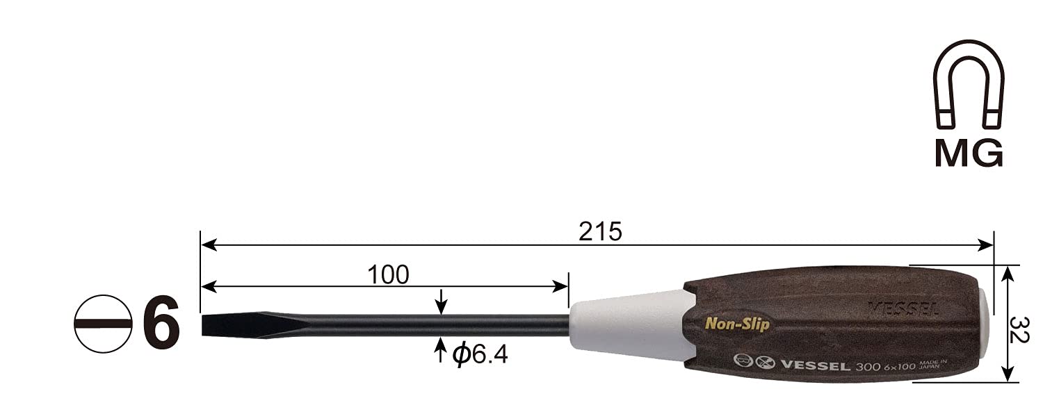 Vessel Woody Driver with Non-Slip Grip 6x100 - High-Performance 300 Series