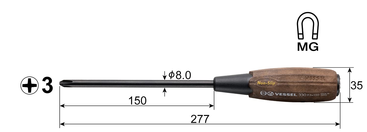 Vessel 防滑握把 +3x150 Woody Driver 穿透式 B-330