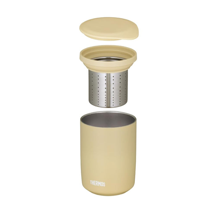 Thermos Vacuum Insulated 500ml Tea Tumbler with Strainer Sand Beige-Kiichin - The #1 Place for Japanese Goods in Your Hand!