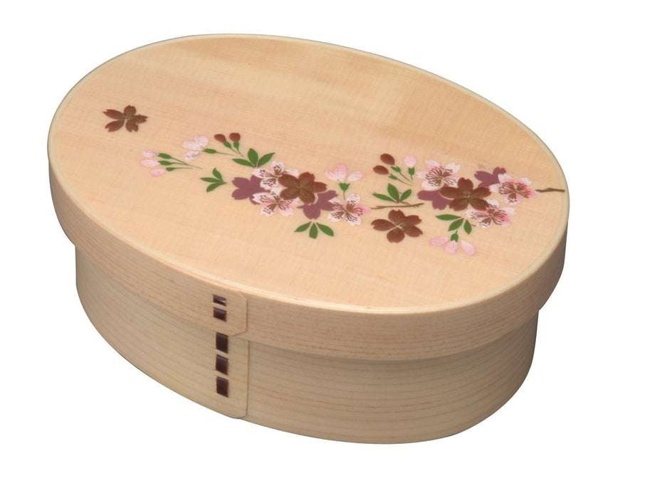 Yamaya Lacquerware Shop Sakura Wooden Bentwood Lunch Box with Divider-Kiichin - The #1 Place for Japanese Goods in Your Hand!