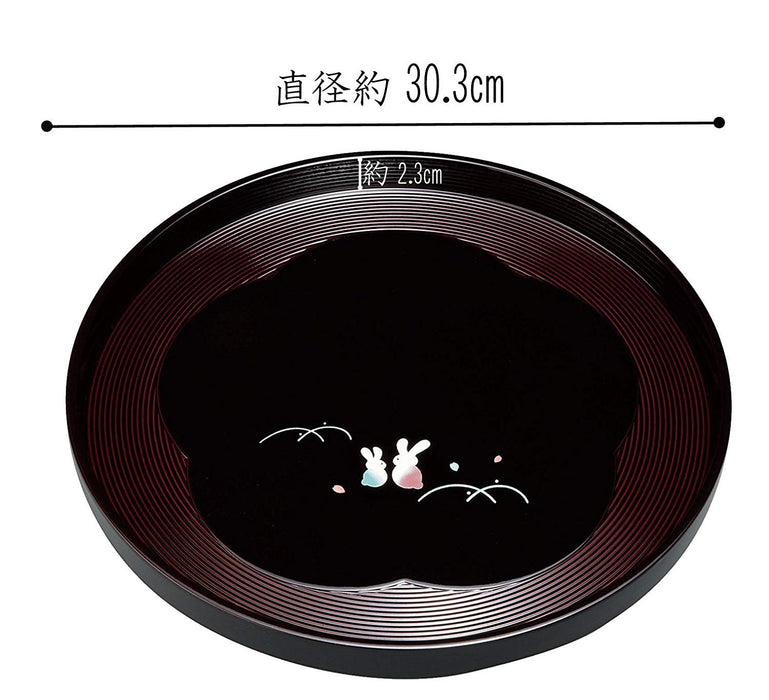 Yamaya Lacquerware Shop 30Cm Round Tray Dream Rabbit Tamari Maki-E Design-Kiichin - The #1 Place for Japanese Goods in Your Hand!