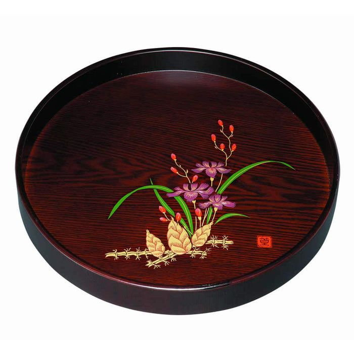 Yamaya Lacquerware Shop 30Cm Ebony Wooden Tray with Gold Maki-E and Mori-E-Kiichin - The #1 Place for Japanese Goods in Your Hand!