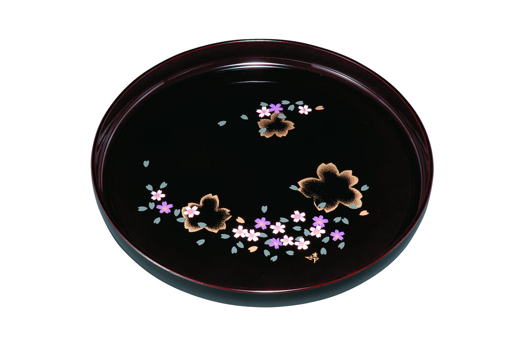 Yamaya Lacquerware Shop Round Tray 30cm Tamari Sakura Design-Kiichin - The #1 Place for Japanese Goods in Your Hand!