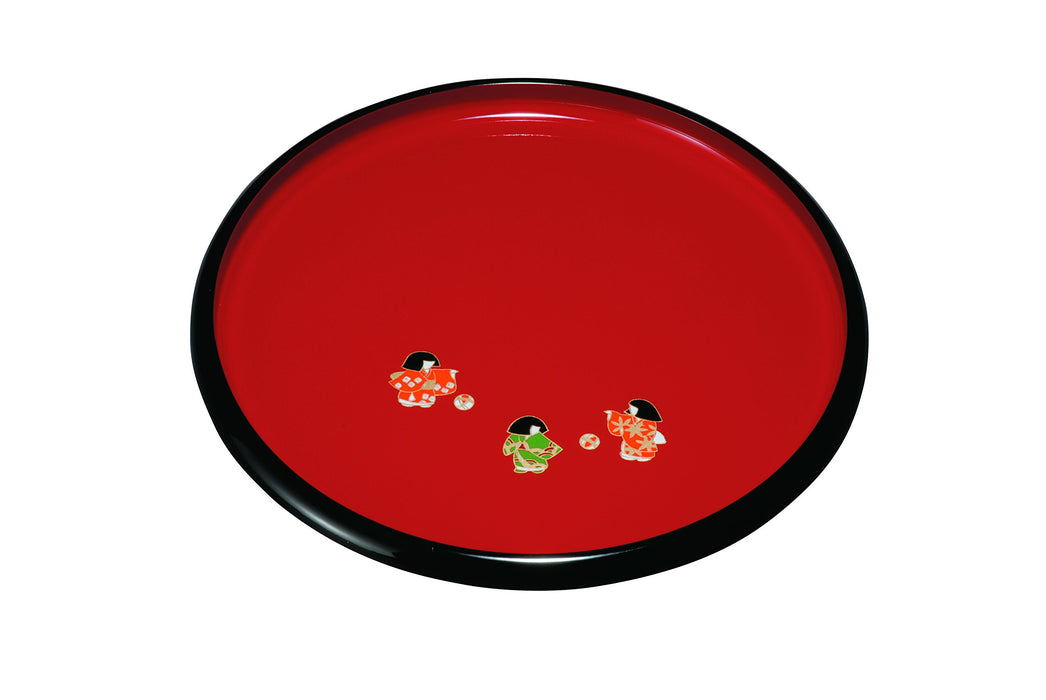 Yamaya Lacquerware Shop 30cm Vermilion Round Tray Nakayoshi Collection-Kiichin - The #1 Place for Japanese Goods in Your Hand!