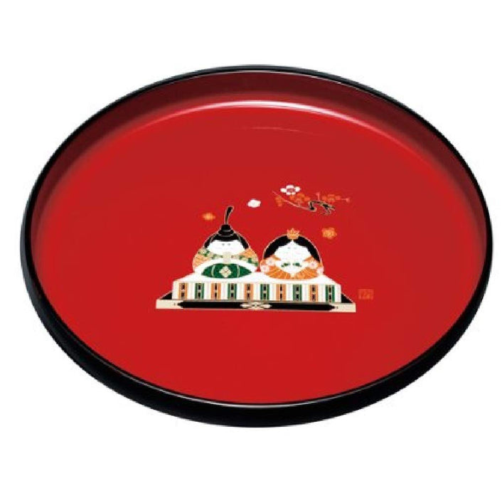 Yamaya Lacquerware Shop 27Cm Red Round Tray with Good Luck Doll Design-Kiichin - The #1 Place for Japanese Goods in Your Hand!