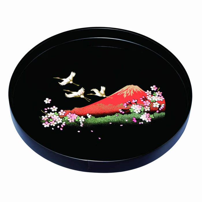Yamaya Lacquerware Shop 30cm Wooden Round Tray with Fuji Cranes Blossoms Japan-Kiichin - The #1 Place for Japanese Goods in Your Hand!