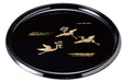 Yamaya Lacquerware Shop Black Auspicious Crane Round Tray 24cm Kishu Lacquer-Kiichin - The #1 Place for Japanese Goods in Your Hand!