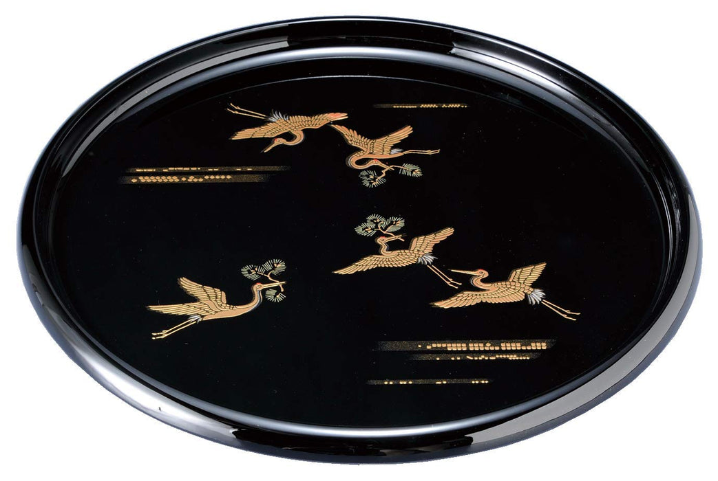 Yamaya Lacquerware Shop Shigi Round Tray 30Cm Black Crane Kishu Lacquerware-Kiichin - The #1 Place for Japanese Goods in Your Hand!