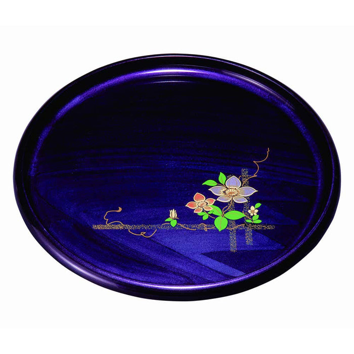 Yamaya Lacquerware Shop Round Purple Cloud Motif Tray Gold Iron Wire Design-Kiichin - The #1 Place for Japanese Goods in Your Hand!
