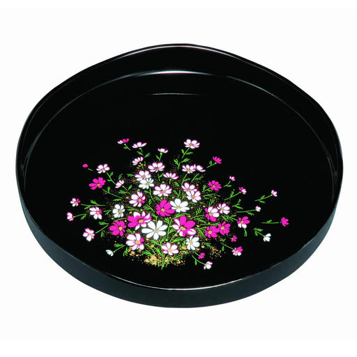 Yamaya Lacquerware Plum Round Tray 30cm Cosmos Gold Maki-E Kishu Lacquer-Kiichin - The #1 Place for Japanese Goods in Your Hand!