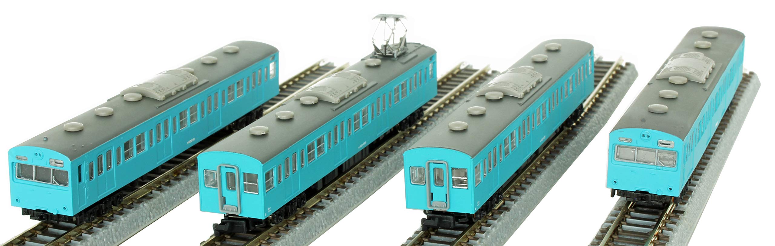 Rokuhan Z Gauge Jnr 103 Series Sky Blue 4-Car Train Set - Basic Low Ca