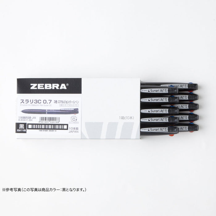 Zebra 10 支裝 3 色原子筆套裝 0.7 筆尖透明 - 特定型號 B-B3A11-C