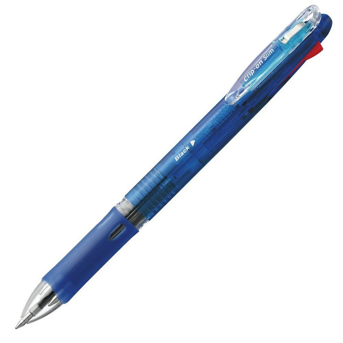 Zebra Clip-On Slim 4C 4-Color Ballpoint Pens Blue 10 Piece Pack